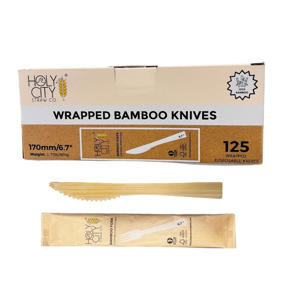 Holy City Straw Company Wrapped Bamboo Knife, 6.7 inch -- 750 per case