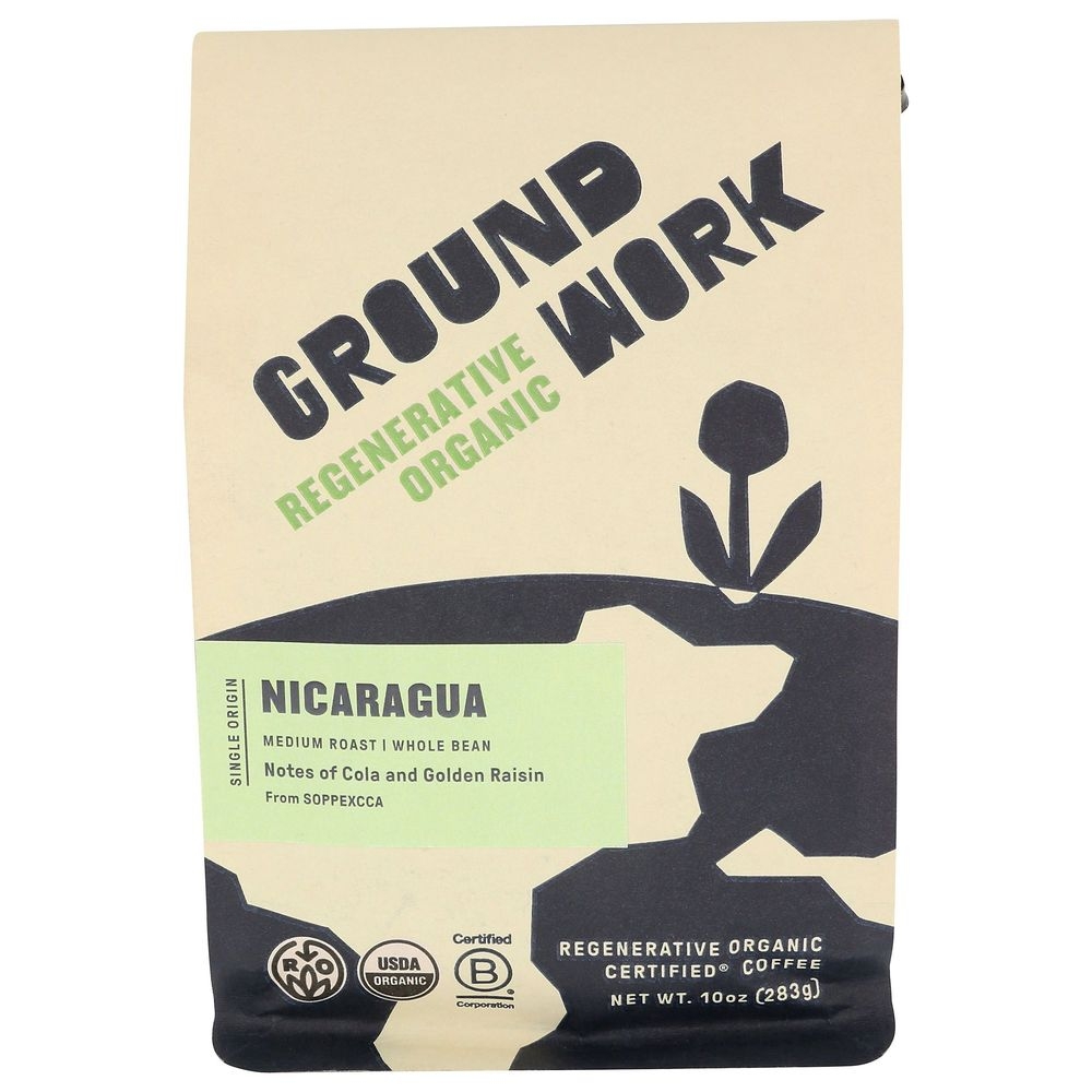 Groundwork Organic Nicaragua Whole Bean Coffee, 10 Ounce -- 6 per case