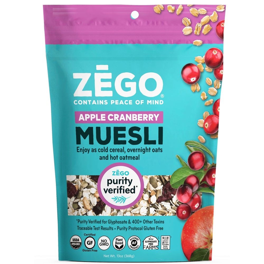 Zego Organic Apple Cranberry Muesli, 13 Ounce -- 5 per case