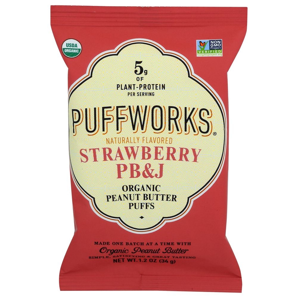 Puffworks Organic Strawberry PB and J Puffs, 1.2 Ounce -- 6 per case