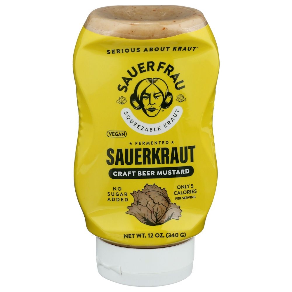Sauer Frau Craft Beer Mustard Squeezable Sauerkraut, 12 Ounce -- 6 per case