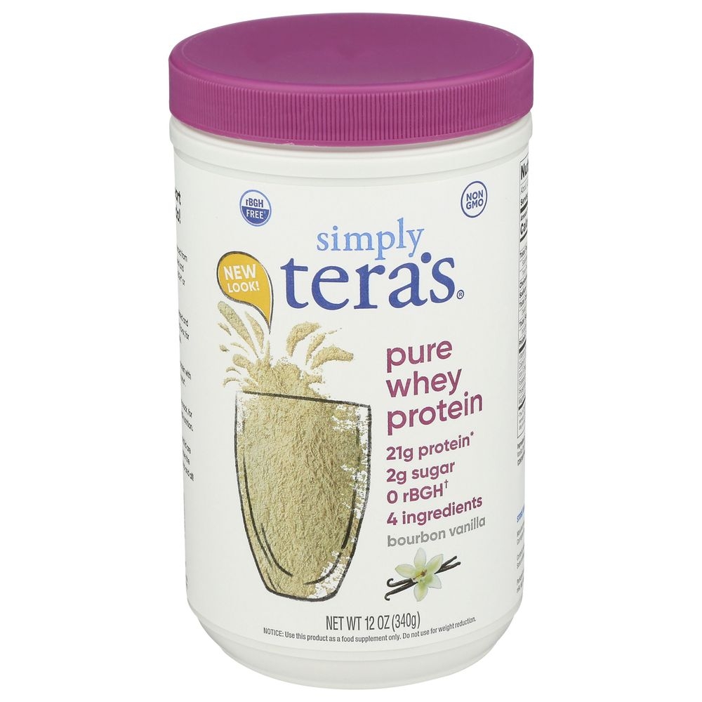 Simply Teras Bourbon Vanilla Pure Whey Protein Powder, 12 Ounce