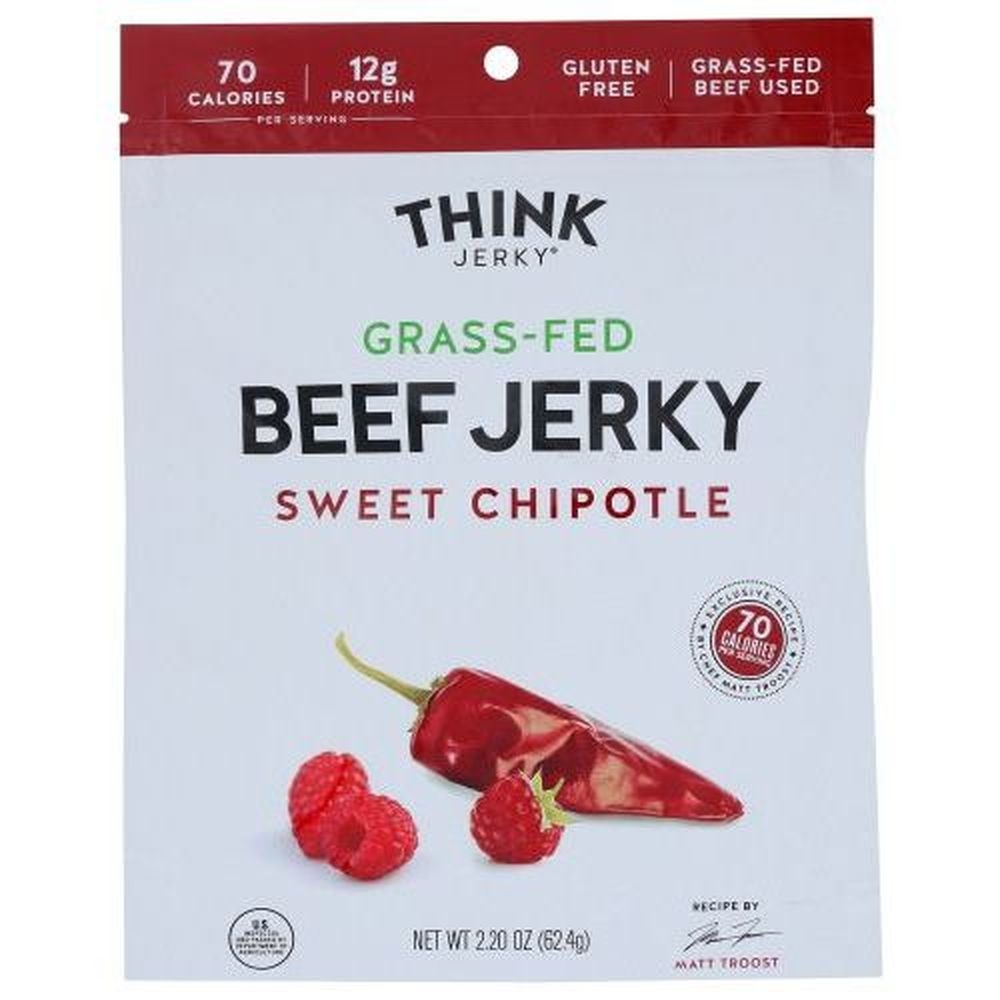 Think Jerky Sweet Chipotle Grass Fed Beef Jerky, 2.2 Ounce -- 8 per case