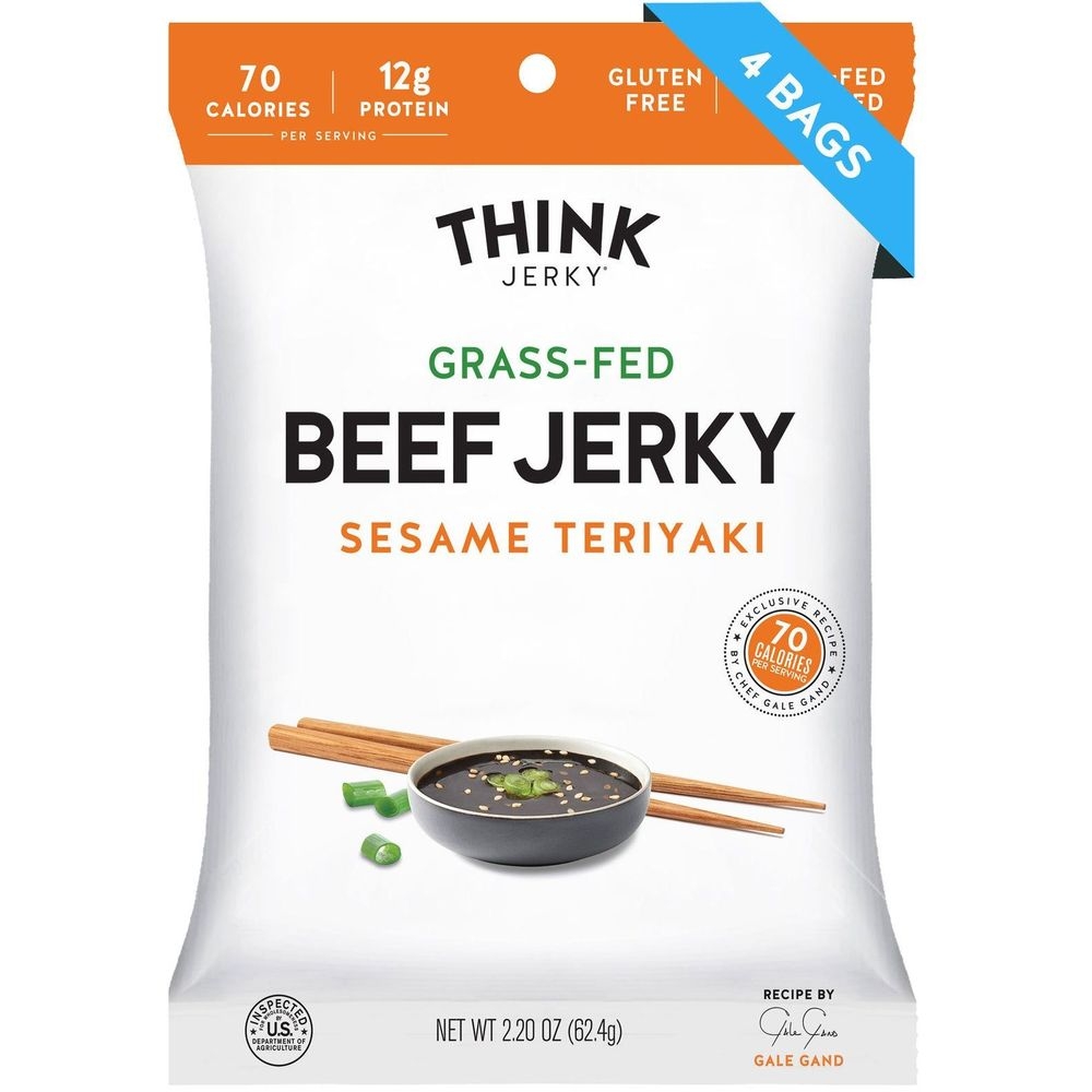 Think Jerky Sesame Teriyaki Grass Fed Beef Jerky, 2.2 Ounce -- 8 per case
