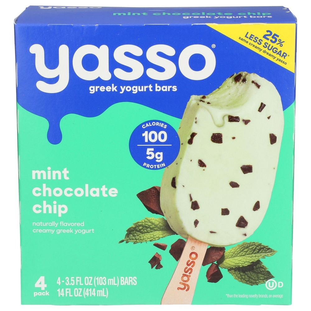 Yasso Mint Chocolate Greek Yogurt Bar, 14 Ounce -- 8 per case