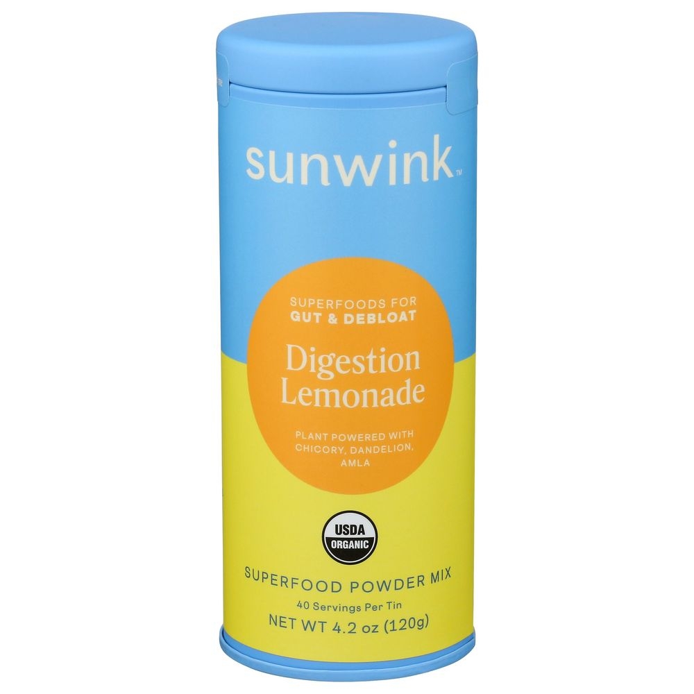 Sunwink Organic Digestion Lemonade Superfood Powder Mix, 4.2 Ounce -- 1 per case.