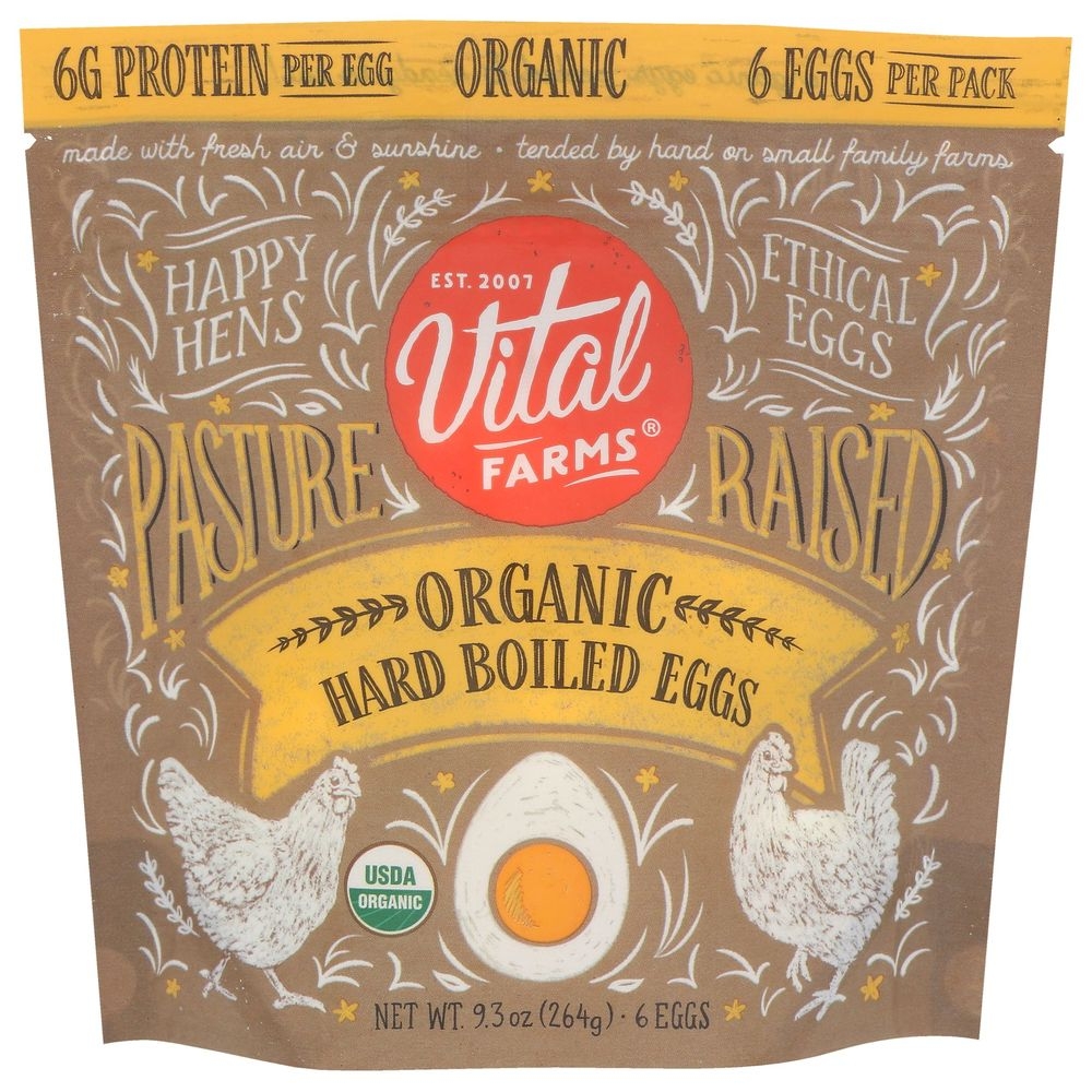 Vital Farms Organic Hard Boiled Eggs, 6 count -- 6 per case