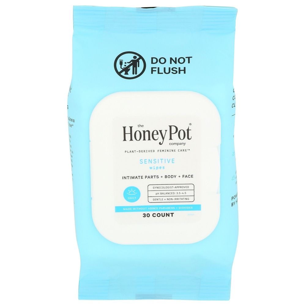 The Honey Pot Sensitive Feminine Wipes, 30 count -- 3 per case