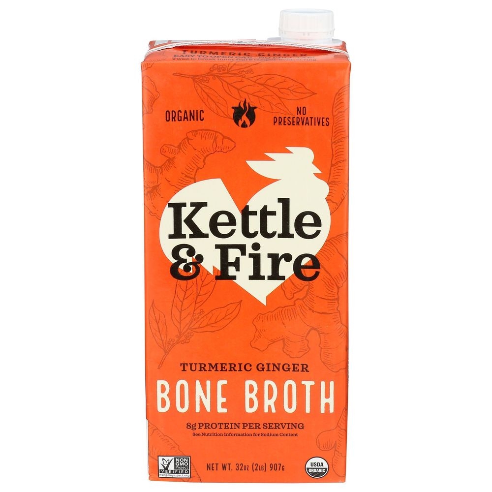 Kettle and Fire Organic Turmeric Ginger Chicken Bone Broth, 32 Ounce -- 8 per case