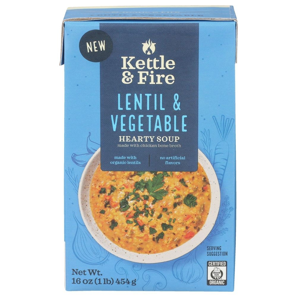 Kettle and Fire Lentil and Vegetable Hearty Soup, 16 Ounce -- 6 per case
