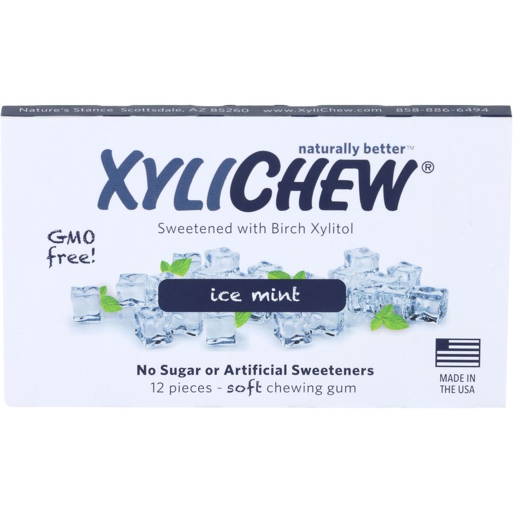 Xylichew Sugar Free Ice Mint Chewing Gum, 12 count -- 24 per case