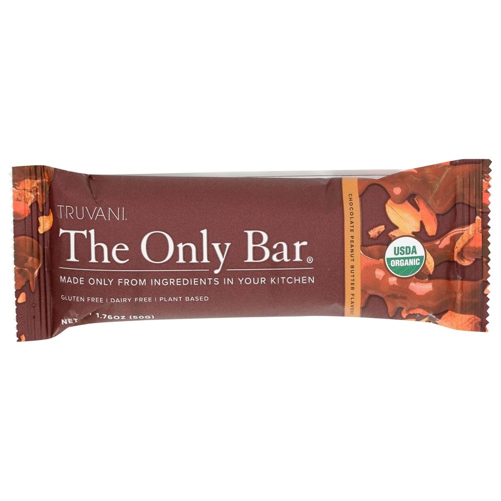 Truvani Organic Chocolate Peanut Butter Bar, 1.76 Ounce -- 12 per case