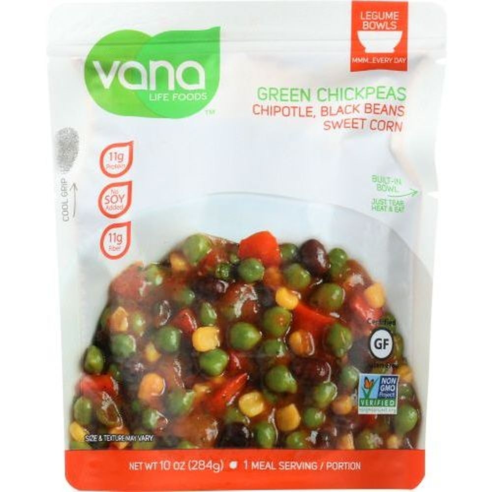 Vana Life Foods Chickpea Chipotle Black Beans Sweet Corn Superfood Bowl, 10 Ounce -- 6 per case