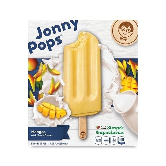 JonnyPops Mango and Cream Smoothie Pops, 2.06 Fluid Ounce - 4 count per pack -- 6 packs per case