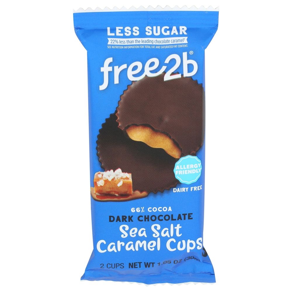 Free 2b Dark Chocolate Sea Salt Caramel Cups, 1.1 Ounce -- 12 per case