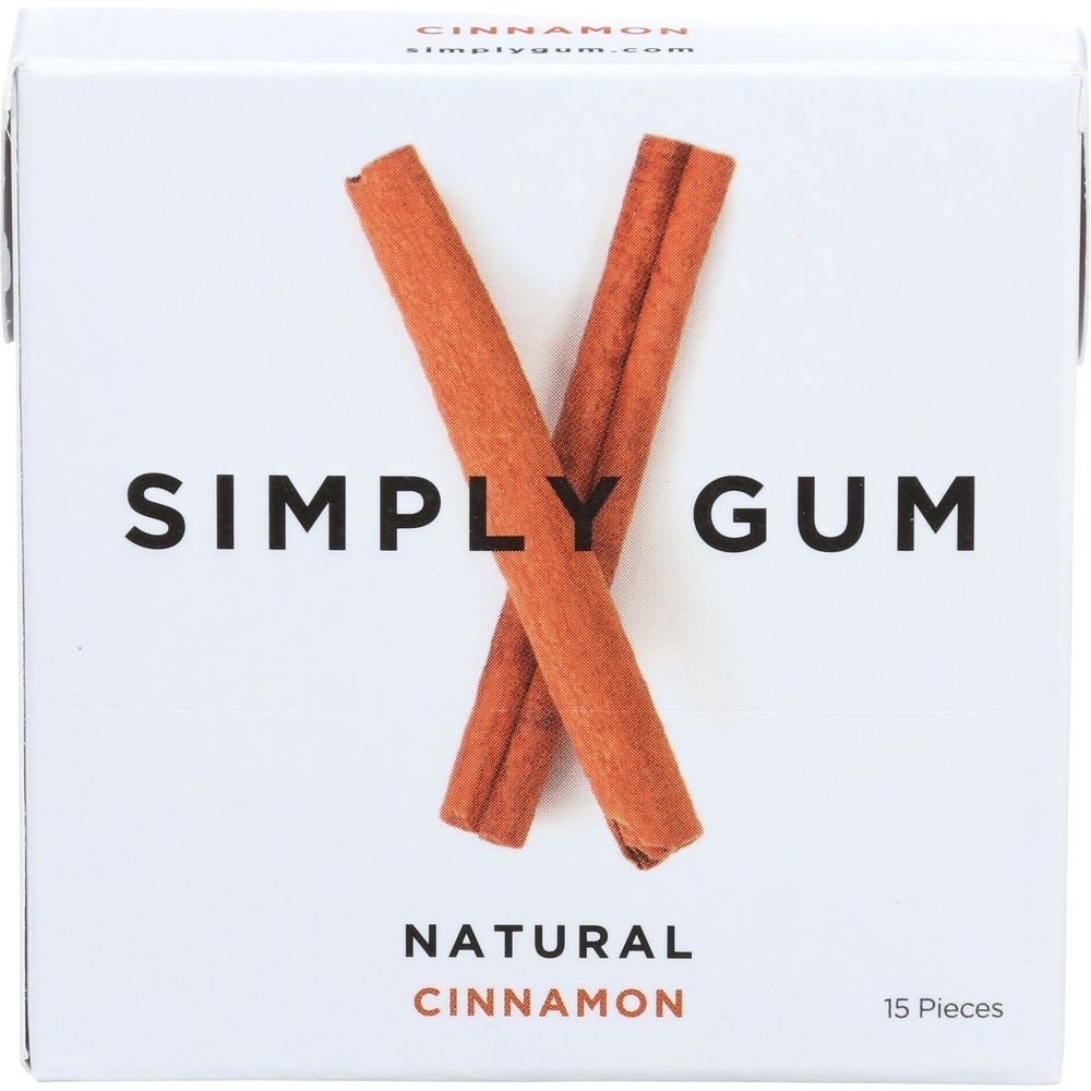 Simplygum Natural Cinnamon Chewing Gum, 15 count -- 12 per case