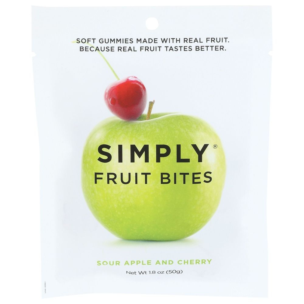 Simply Fruit Bites Sour Apple and Cherry Gummies, 1.8 Ounce -- 8 per case