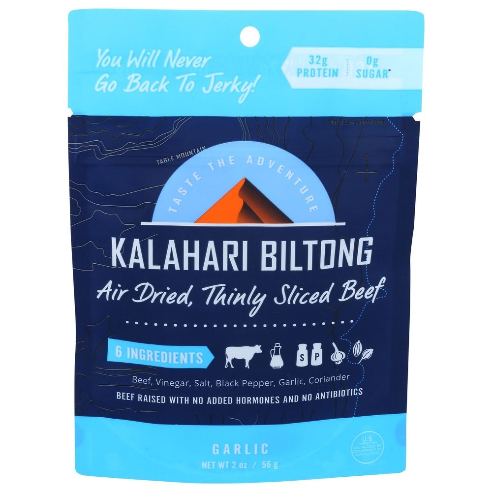 Kalahari Biltong Garlic Air Dried Thinly Sliced Beef, 2 Ounce -- 8 per case