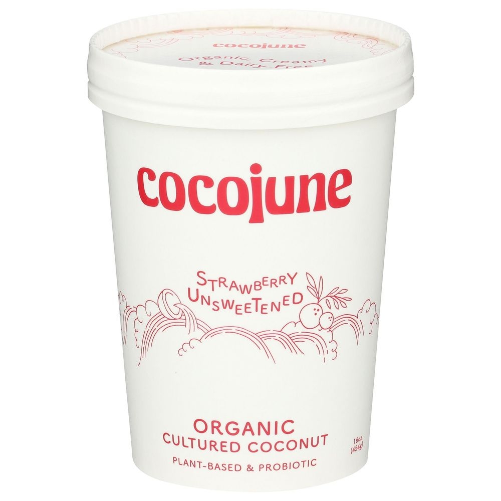 Cocojune Organic Unsweetened Strawberry Cultured Coconut Yogurt, 16 Ounce -- 8 per case