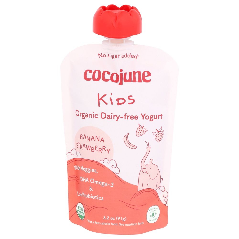 Cocojune Organic Banana Strawberry Dairy Free Yogurt for Kids, 3.2 Ounce -- 8 per case