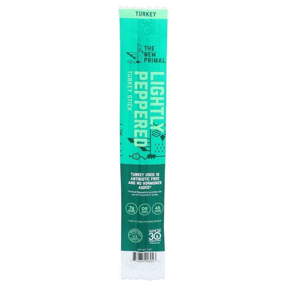 The New Primal Lightly Peppered Turkey Stick, 1 Ounce -- 20 per case