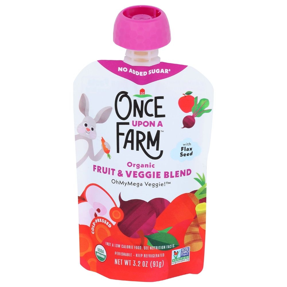 Once Upon A Farm OhMyMega Veggie Fruit and Veggie Blend for 6 Plus Month Baby, 3.2 Fluid Ounce -- 8 per case