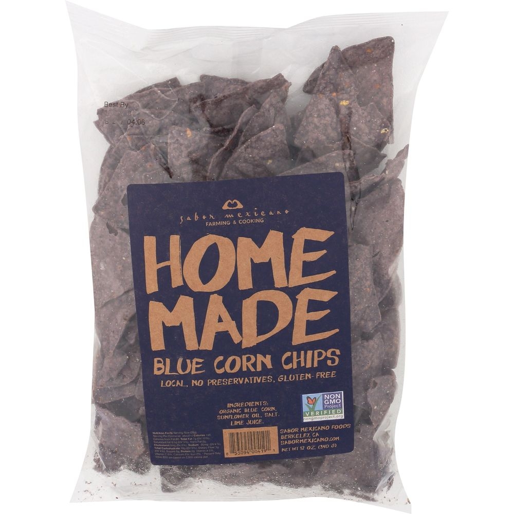 Sabor Mexicano Home Made Blue Corn Tortilla Chips, 12 Ounce -- 11 per case