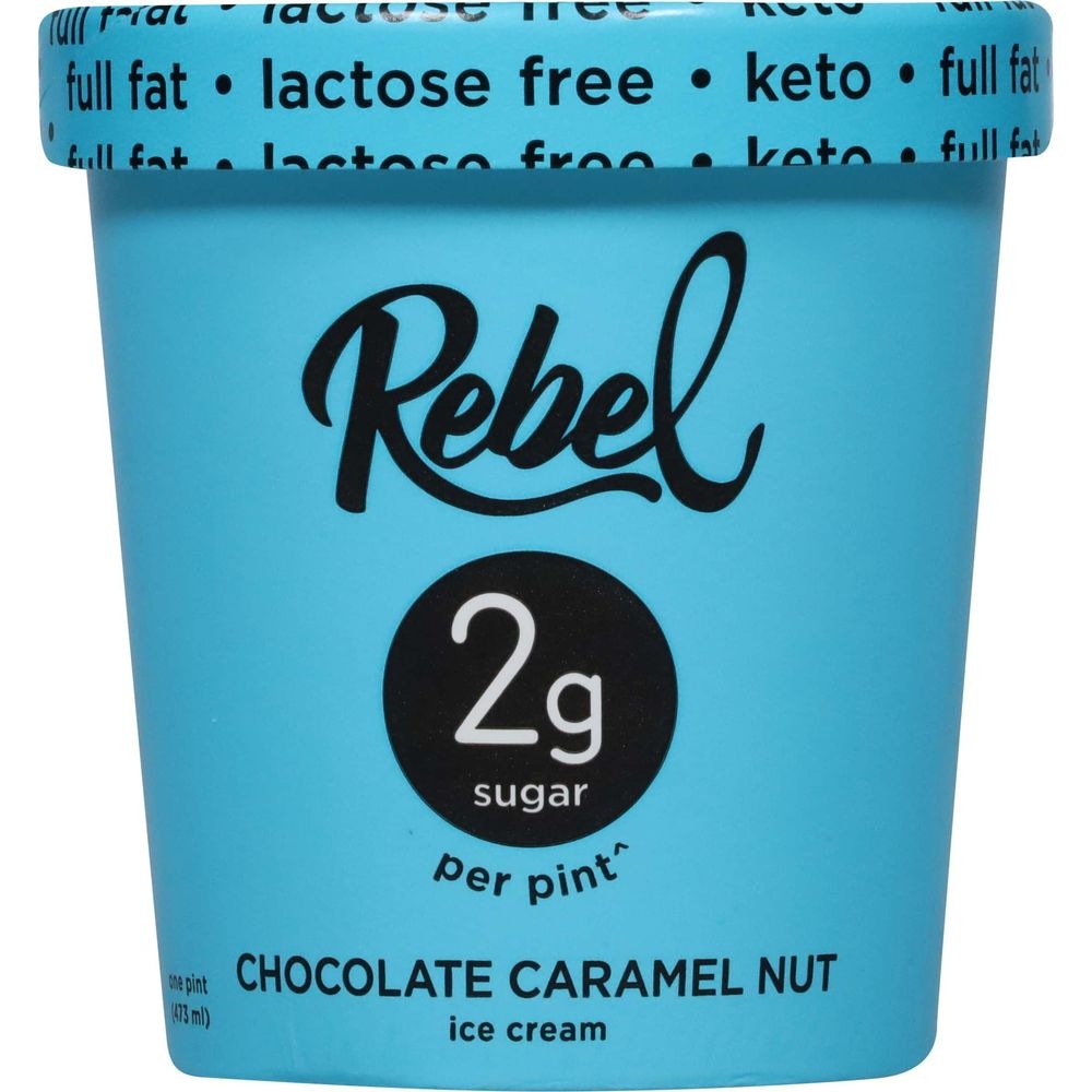 Rebel Chocolate Caramel Nut Ice Cream, 1 Pint -- 8 per case