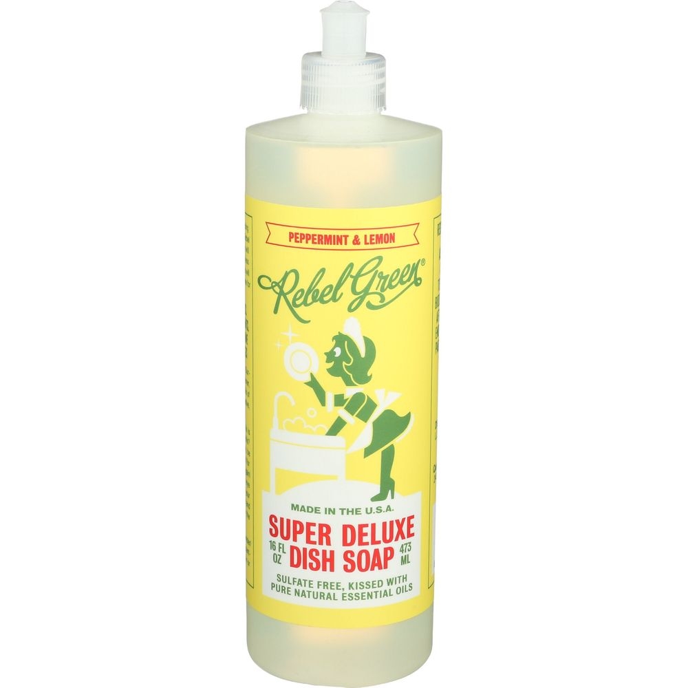 Rebel Green Peppermint and Lemon Deluxe Dish Soap, 16 Fluid Ounce -- 4 per case