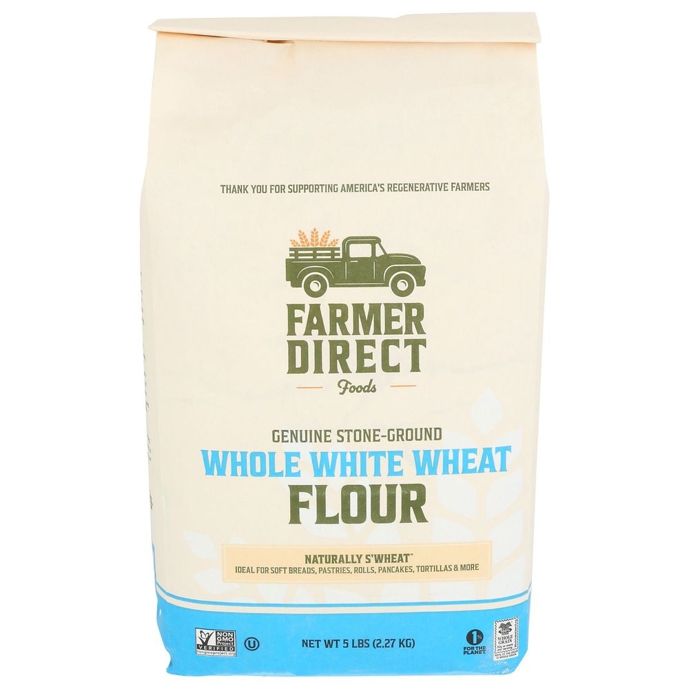 Farmer Direct Foods Genuine Stone Ground Whole White Wheat Flour, 5 Pound -- 8 per case