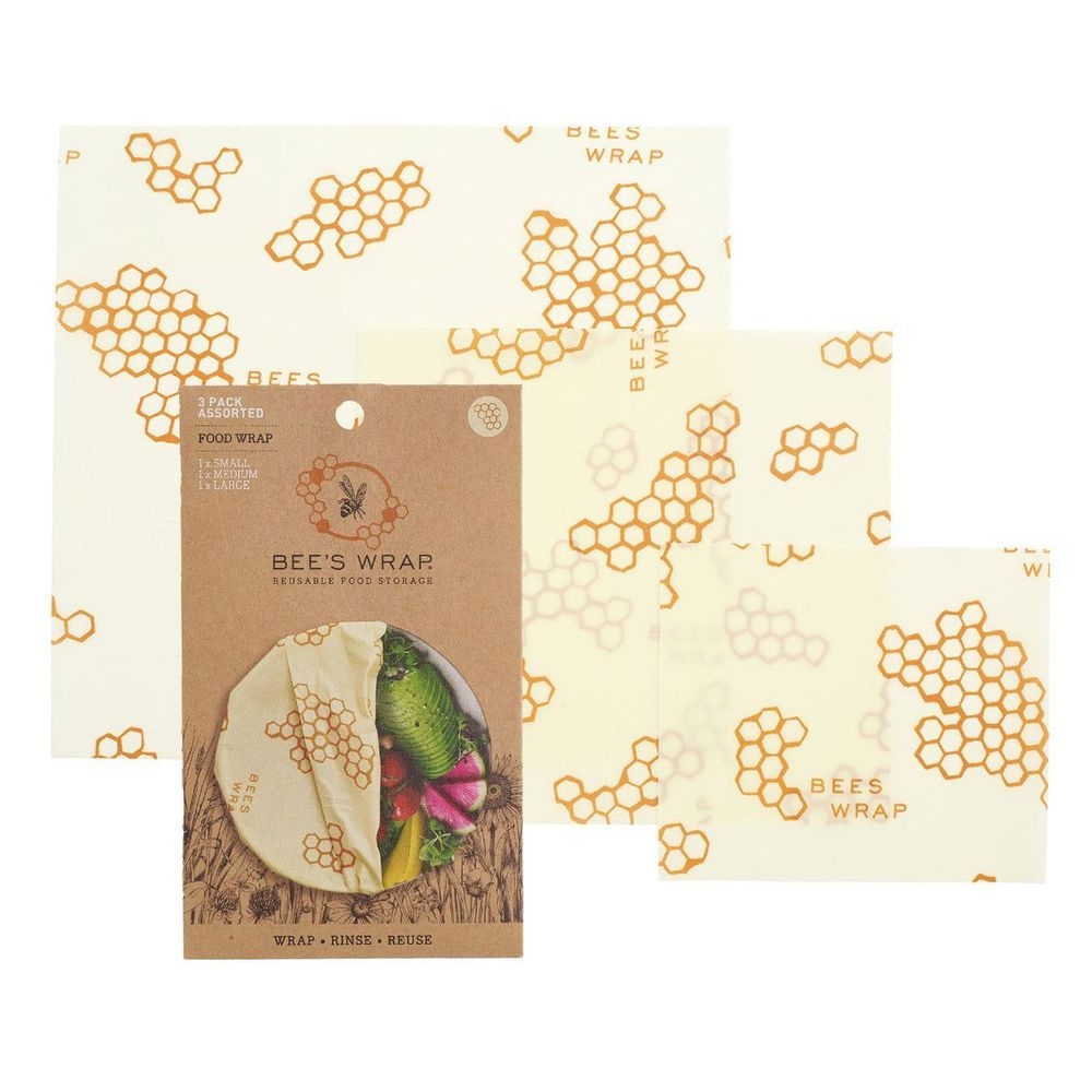 Bees Wrap Assorted Size Honeycomb Print Food Wrap, 3 count -- 6 per case