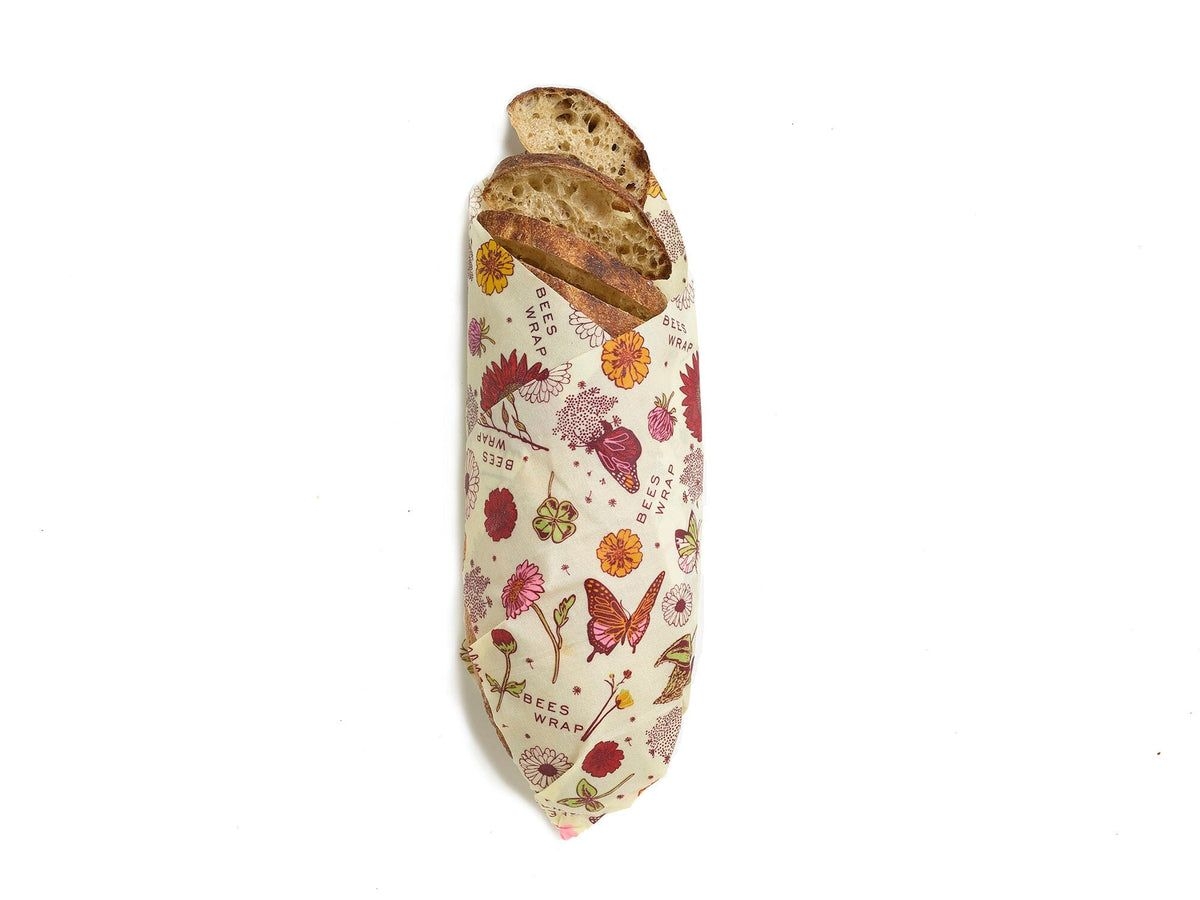 Bees Wrap Assorted Size Vegan Meadow Magic Print Bread Wrap, 3 count -- 6 per case