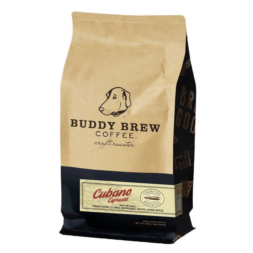 Buddy Brew Coffee Cubano Espresso Whole Bean Coffee, 12 Ounce -- 6 per case