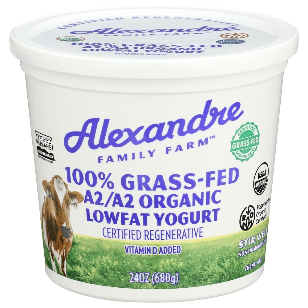 Alexandre Family Farm Organic A2/A2 100 Percent Grass-Fed Lowfat Yogurt, 24 Ounce -- 6 per case