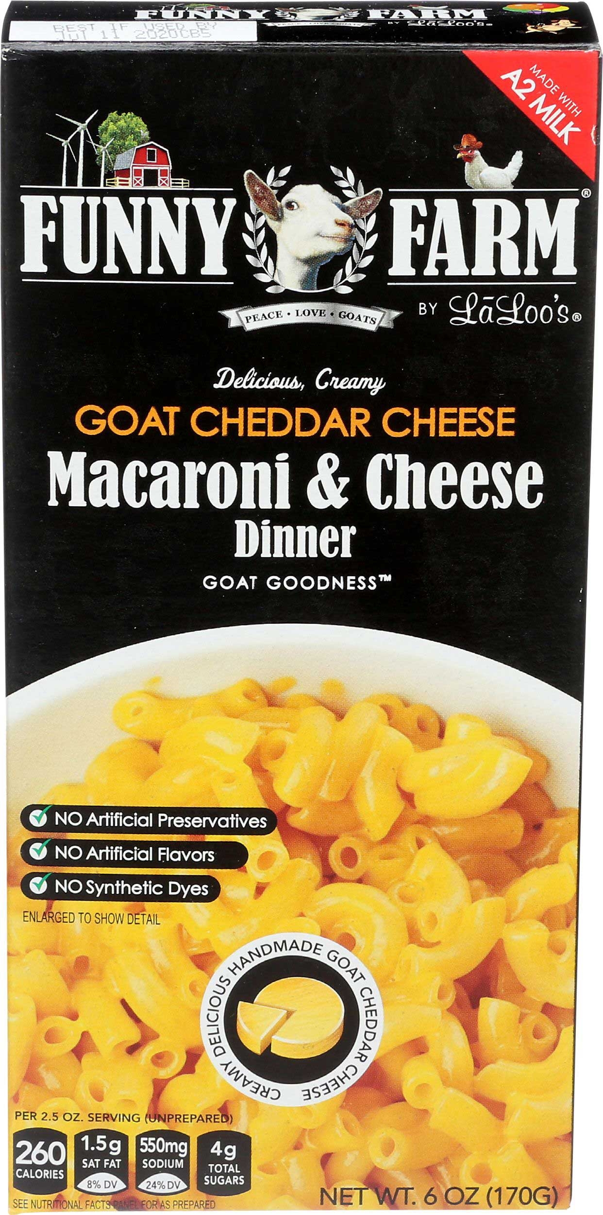 Funny Farm Macaroni and Goat Cheddar Cheese Dinner, 6 Ounce -- 8 per case