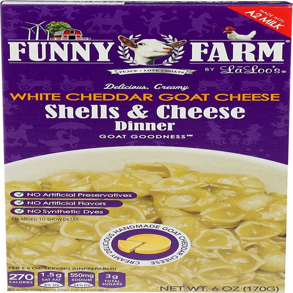 Funny Farm White Cheddar Goat Cheese and Shells Dinner, 6 Ounce -- 8 per case