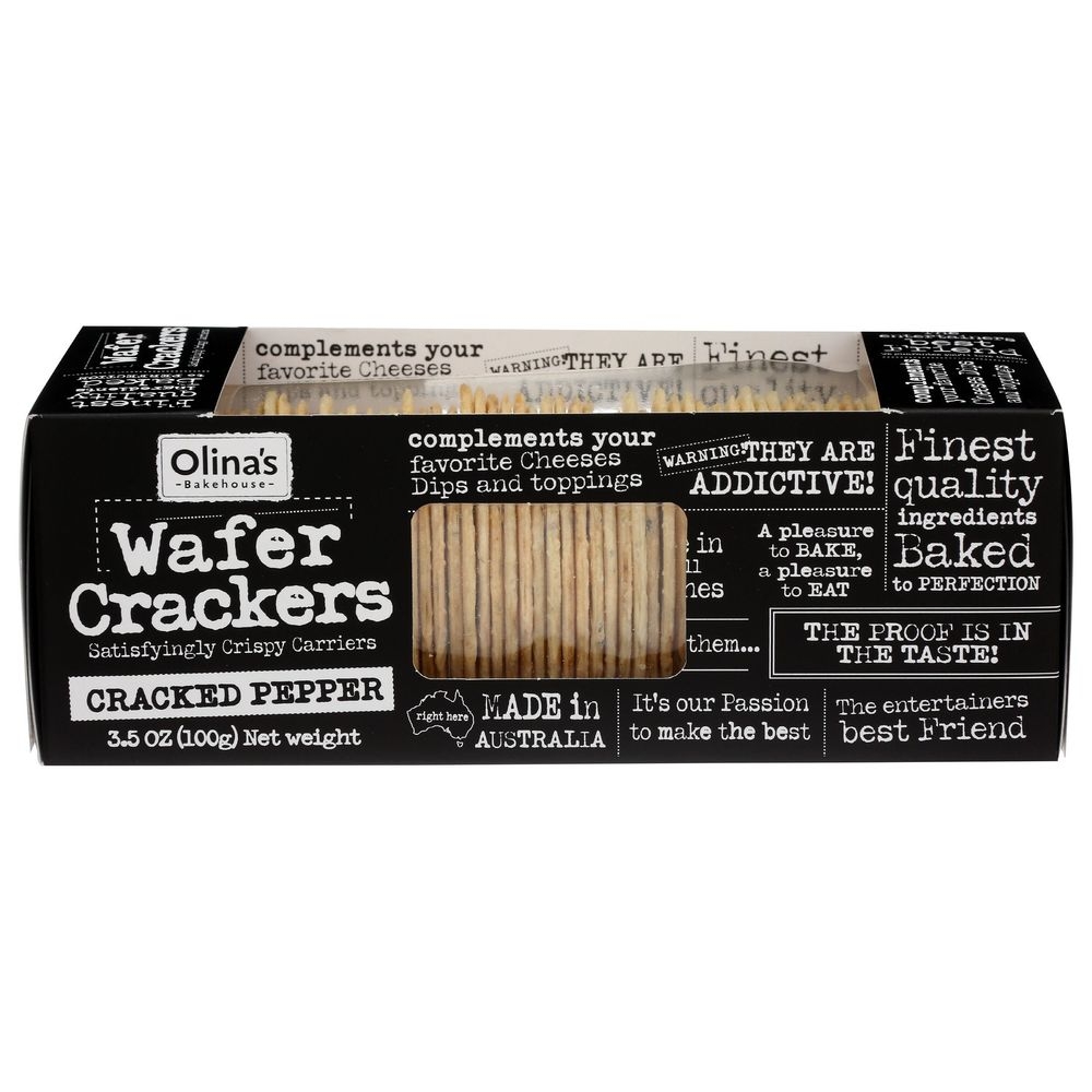 Olinas Bakehouse Cracked Pepper Wafer Crackers, 3.5 Ounce -- 12 per case