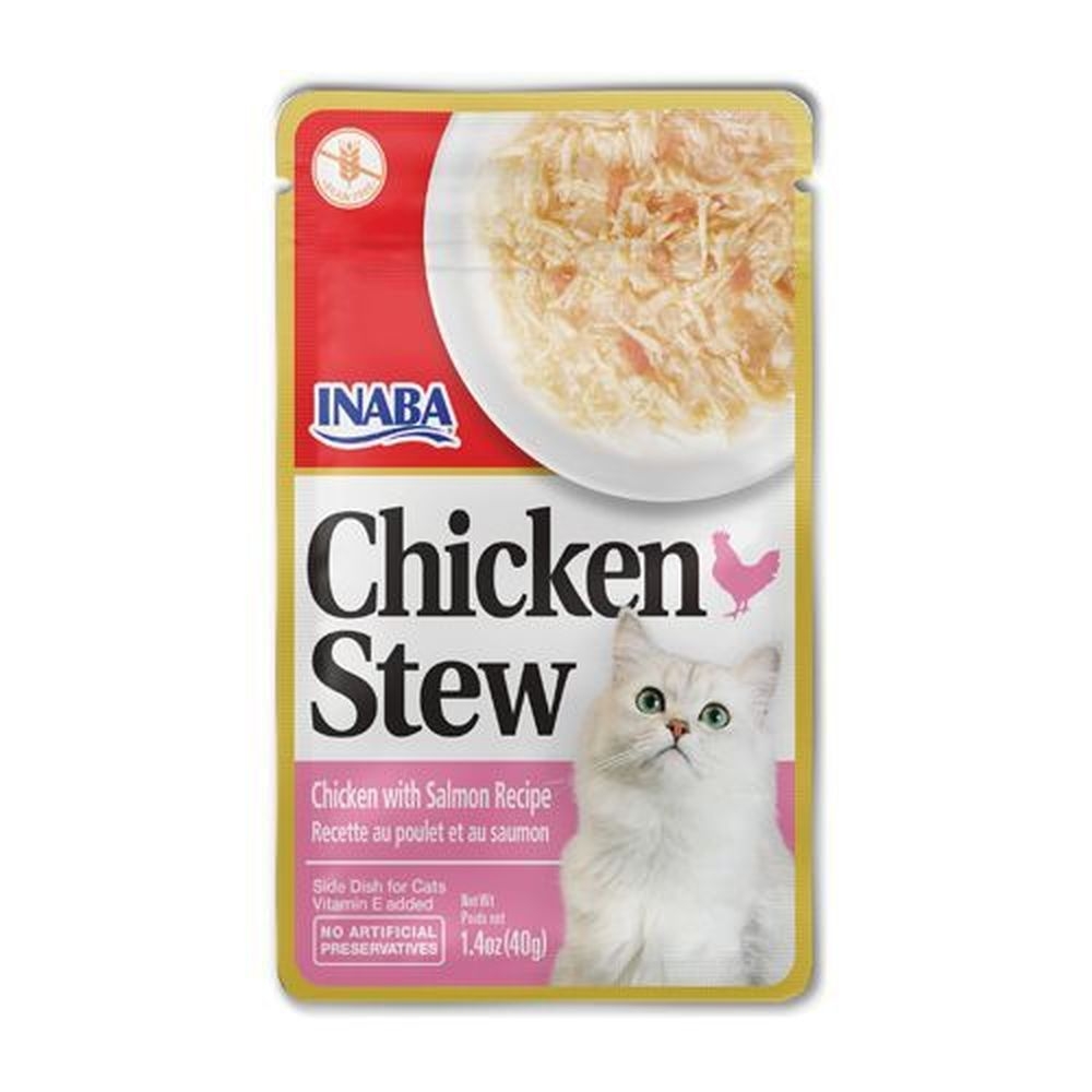 Inaba Chicken Stew with Chicken and Salmon Recipe Cat Food, 1.4 Ounce -- 8 per case