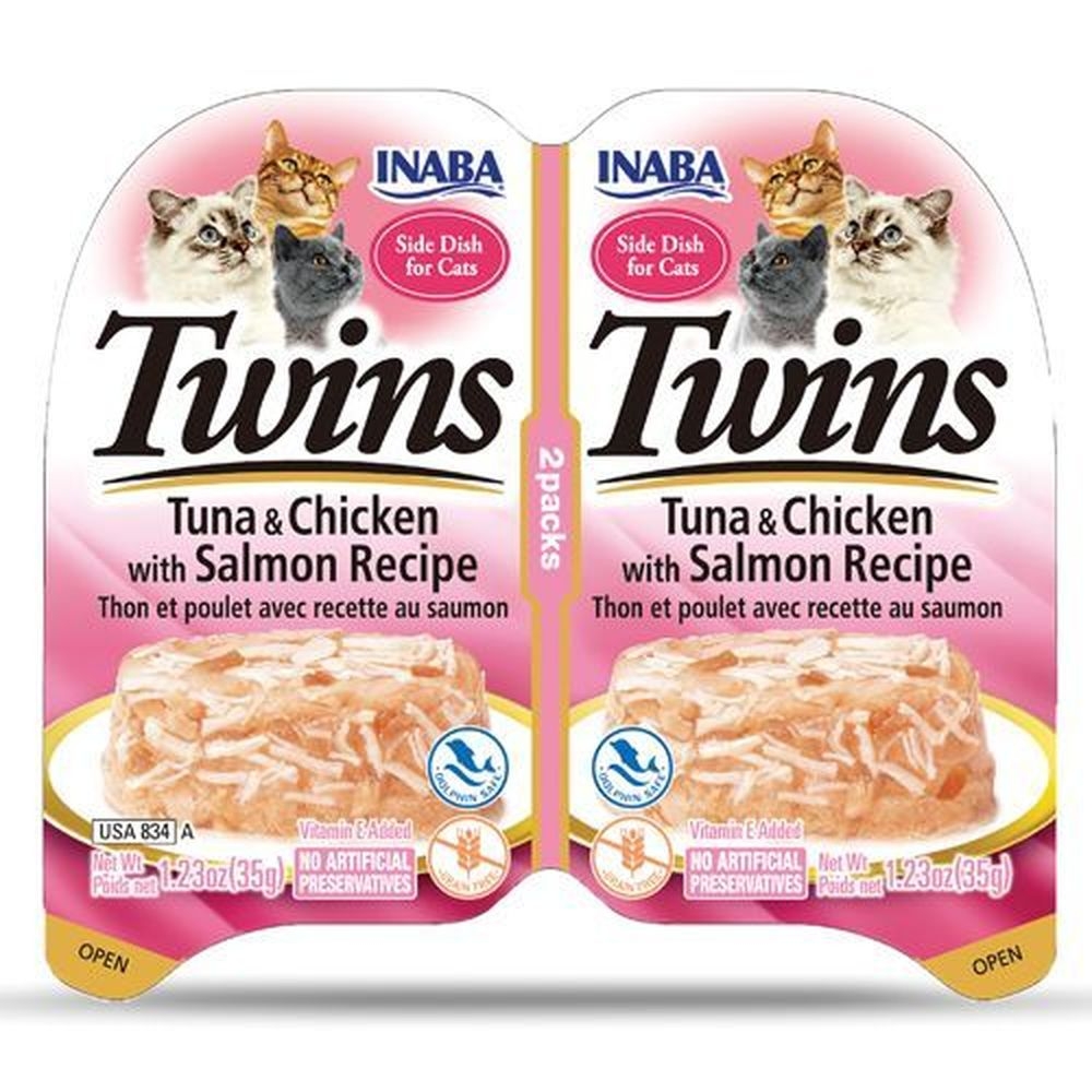Inaba Twins Tuna and Chicken with Salmon Recipe Cat Food, 2.46 Ounce -- 8 per case