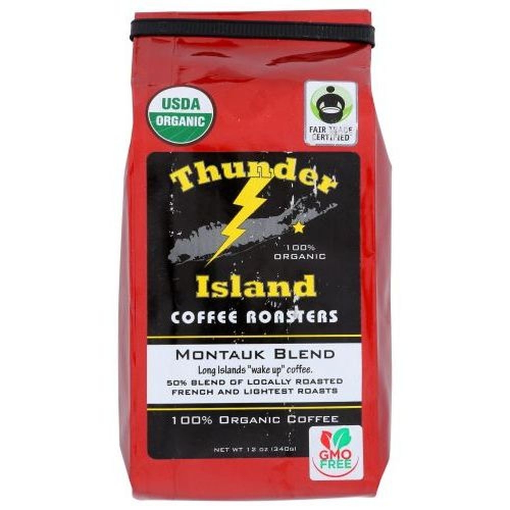 Thunder Island Coffee Roasters Organic Montauk Blend Whole Bean Coffee, 12 Ounce -- 6 per case