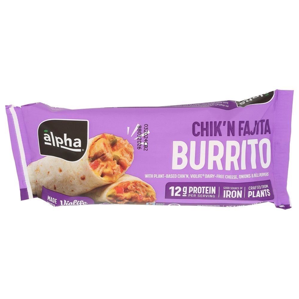 Alpha Foods Vegan Chicken Fajita Burrito, 5 Ounce -- 12 per case