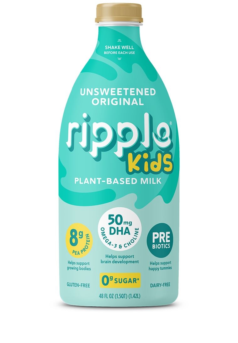 Ripple Unsweetened Original Plant Based Kids Milk, 48 Fluid Ounce -- 6 per case