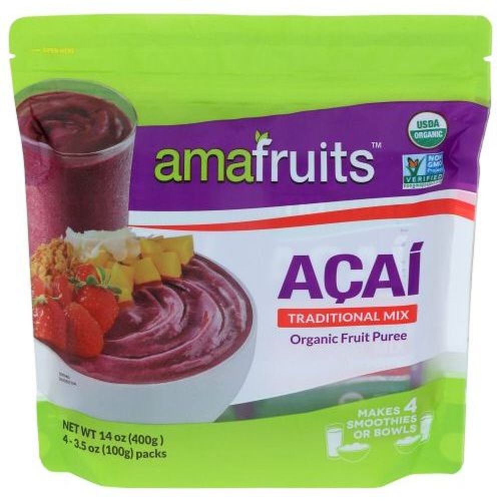 Amafruits Acai Traditional Mix with Guarana Fruit Pack, 14 Ounce -- 8 per case