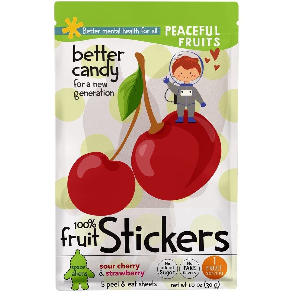Peaceful Fruits Sour Cherry and Strawberry Fruit Stickers, 1 Ounce -- 12 per case