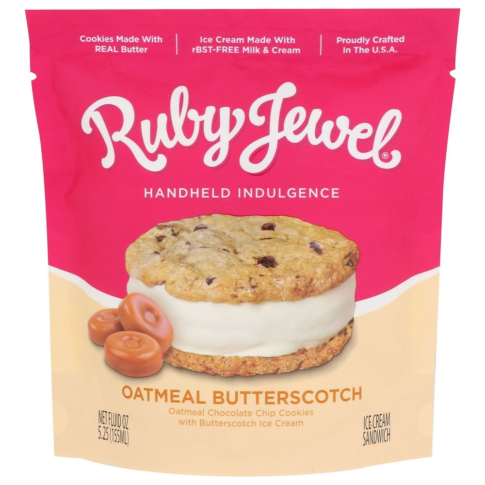 Ruby Jewel Oatmeal Butterscotch Ice Cream Sandwiches, 5.25 Ounce -- 10 per case