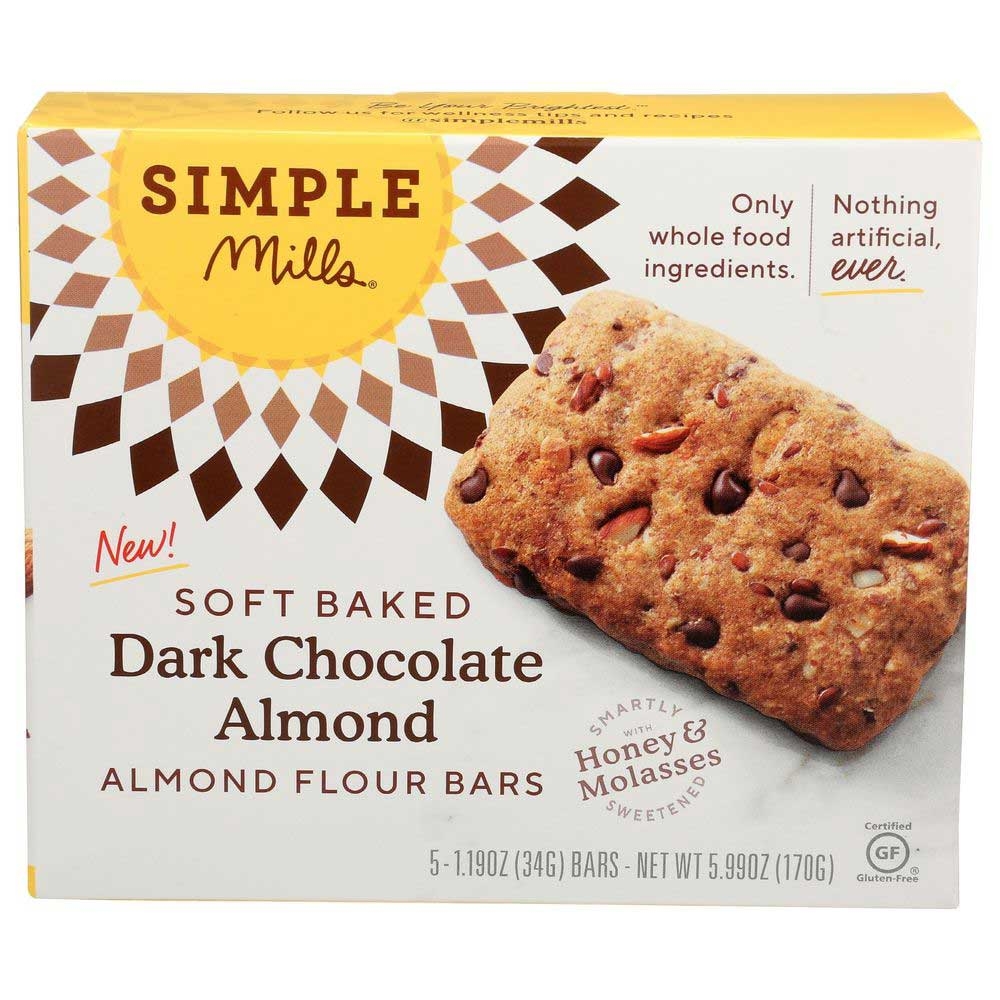 Simple Mills Soft Baked Dark Chocolate Almond Flour Bar, 5.99 Ounce -- 6 per case
