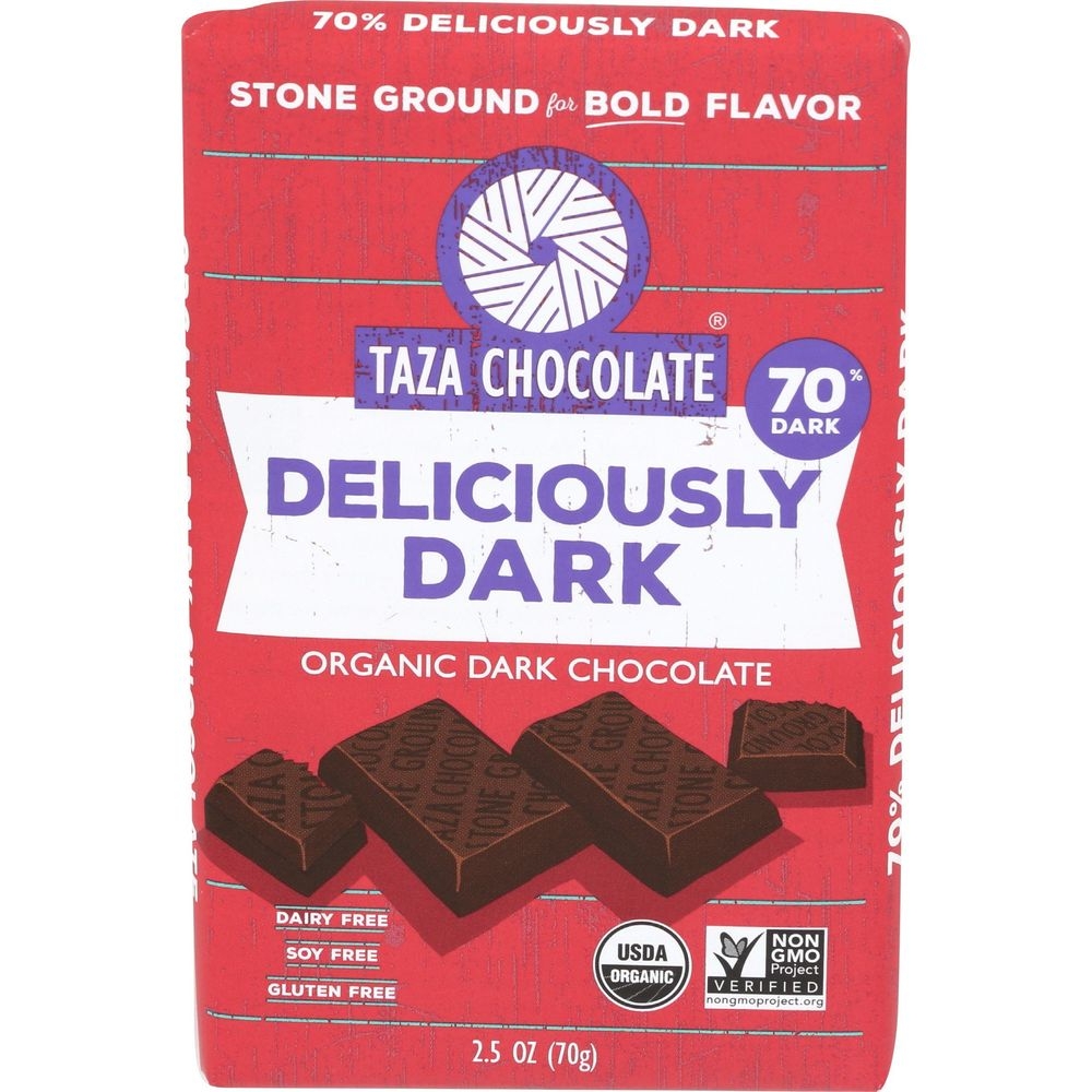 Taza Organic Deliciously Dark Chocolate Bar, 2.5 Ounce -- 10 per case