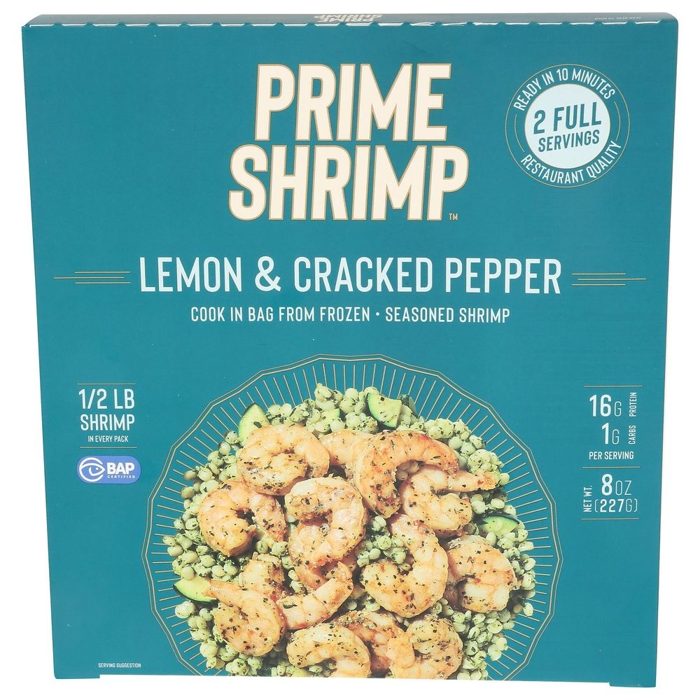 Prime Shrimp Lemon and Cracked Pepper Shrimp, 8 Ounce -- 12 per case
