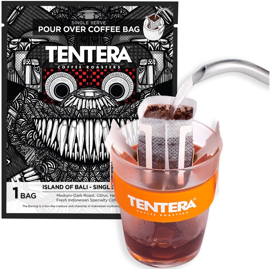 Tentera Bali Medium Dark Citrus Herbs Single-Serve Pour Over Coffee Bag, 8 boxes per case
