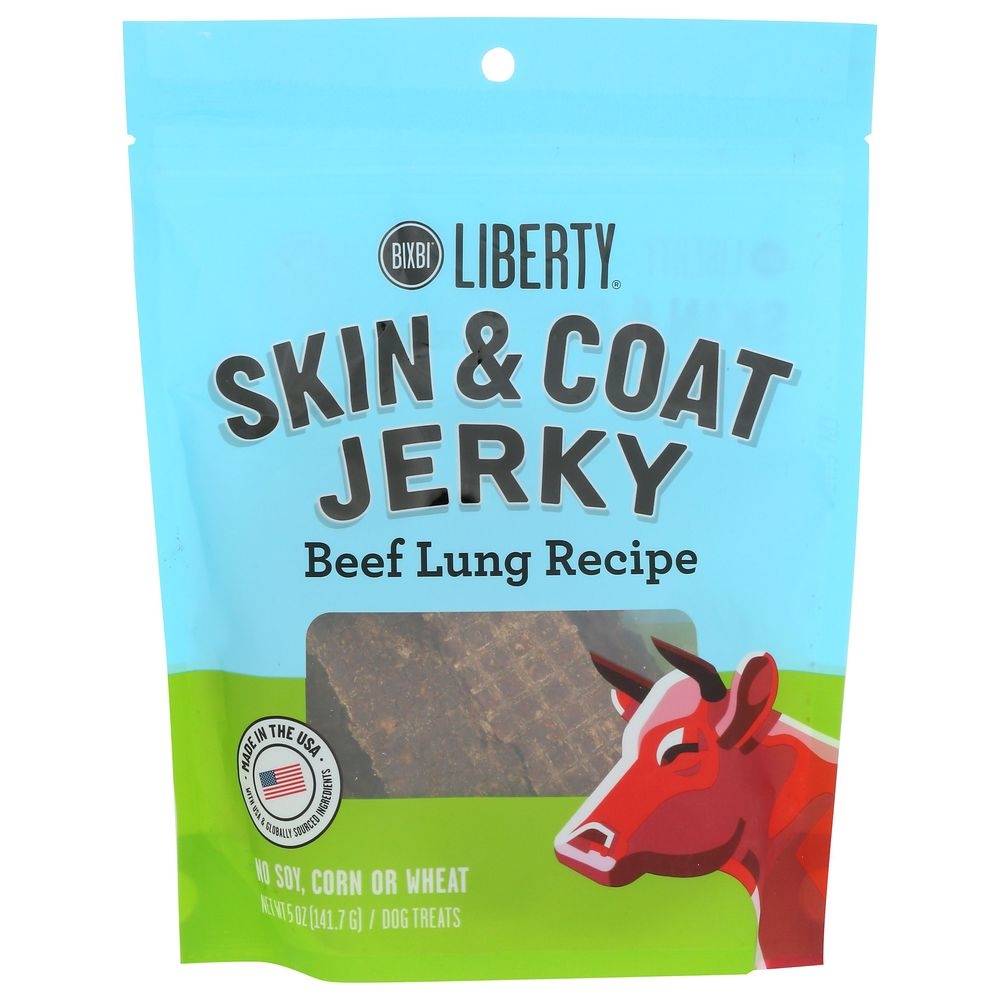 Bixbi Liberty Beef Lung Recipe Skin and Coat Jerky Treats for Dog, 5 Ounce -- 6 per case